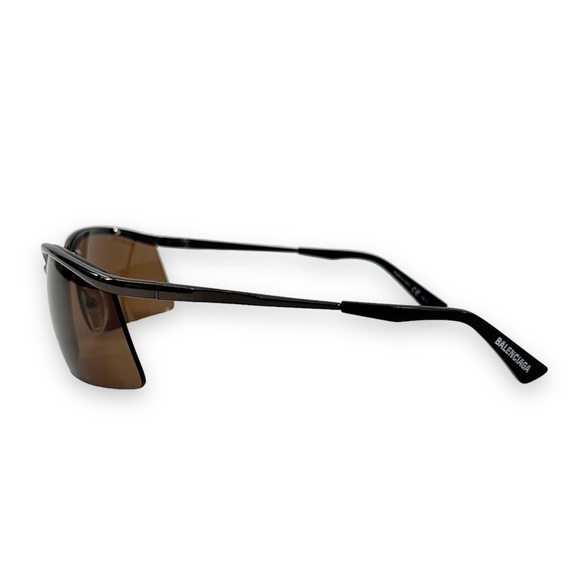 [sold] Balenciaga Black & Brown Y2K Style 70MM Rectangle Sunglasses - Picture 2 of 11